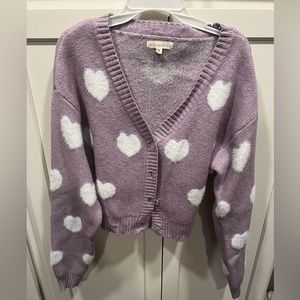 LA Hearts Purple Heart Crop Cardigan